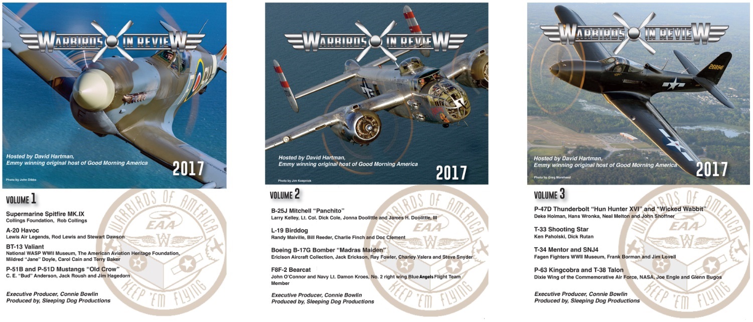 Warbirds in Review 2017 DVDs Now Available In 3-Volume Set 11 WIR 3 panel cropped