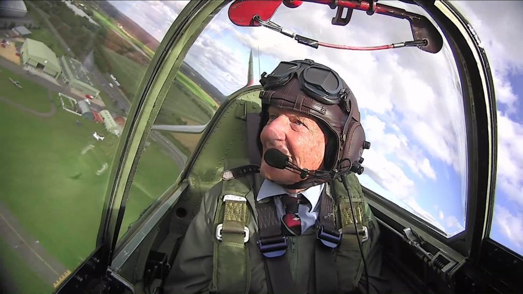WWII Hawker Typhoon Veteran Has Dream Flight Fulfilled 14 WWII RAF Pilot Bernard Gardiner Spitfire flight in the air