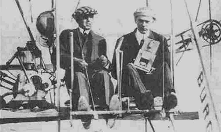 Today in Aviation History: First Flight to Reach a Mile High 13 Walter Brookins surrounded by a maze of flight and engine instruments at the controls of W. E. Scripps 1912 Burgess Curtiss flying boat