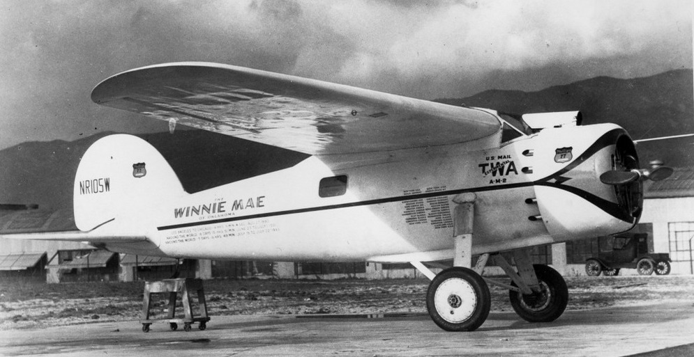 Today in Aviation History: First Flight of the Lockheed Vega 14 Wiley Posts Winnie Mae in which he circled the globe and proved the existence of the Jet Stream