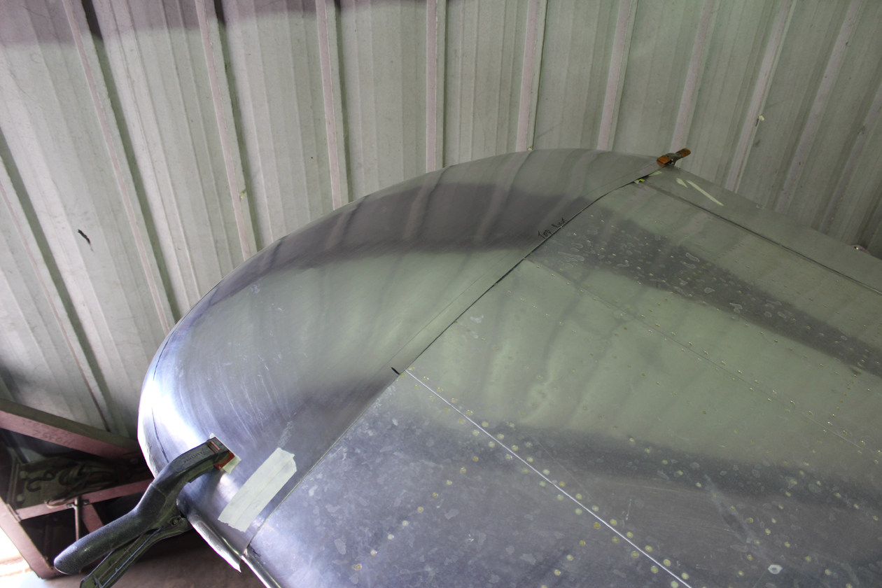 XP-82 Twin Mustang - February/March 2017 - Restoration Update 16 The underside of the nearly completed port wing tip. (photo via Tom Reilly)