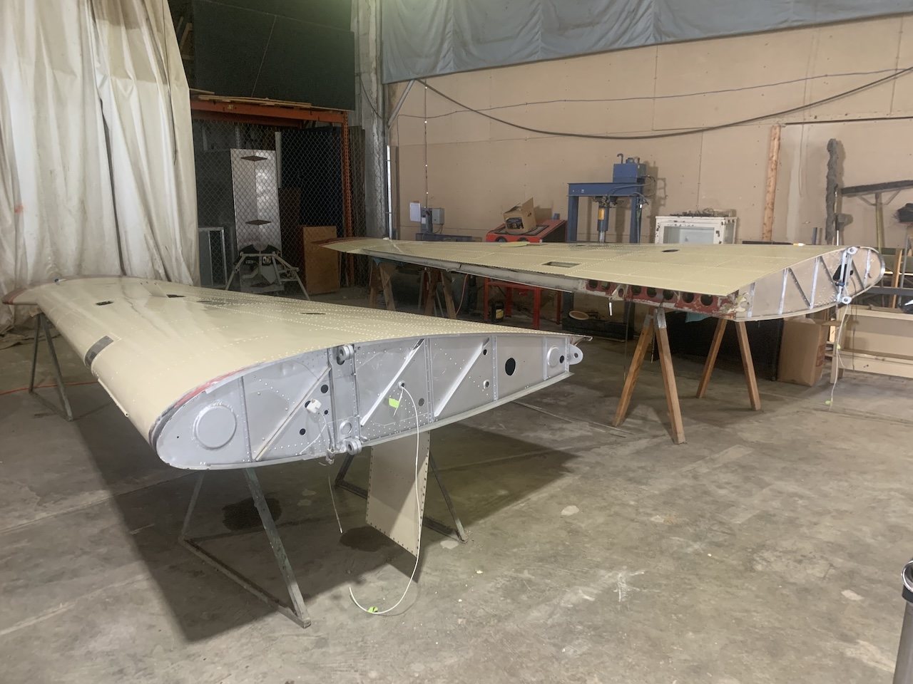 Progress Continues on Hollywood Bomber Beech 18 Restoration 17 Wings ready to go waiting for bladders