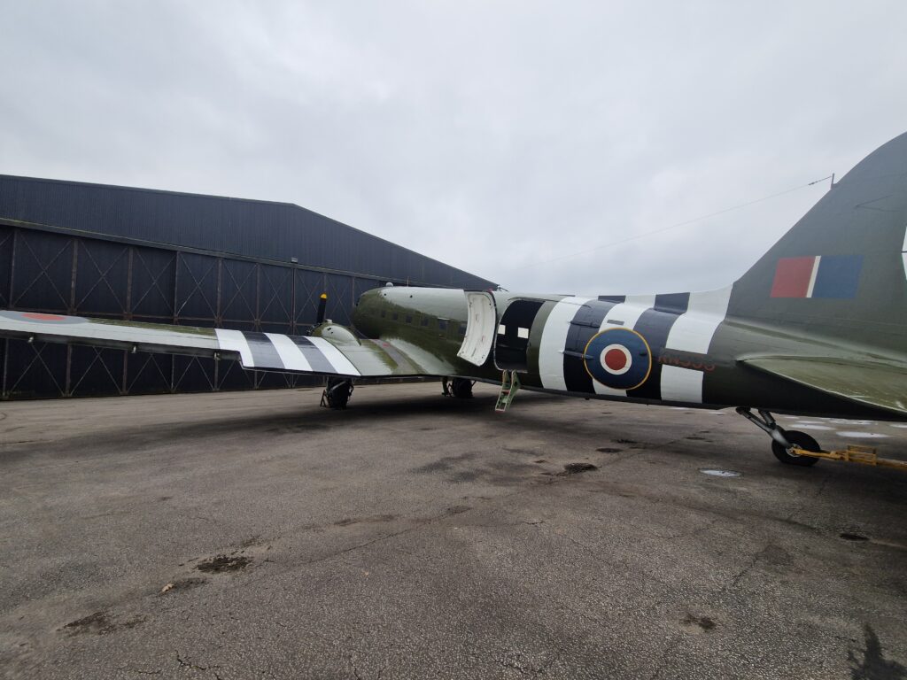 D-Day 80: Special Events at The Yorkshire Air Museum 10 Yorkshire Air Museum Dakota in Invasion Stripes