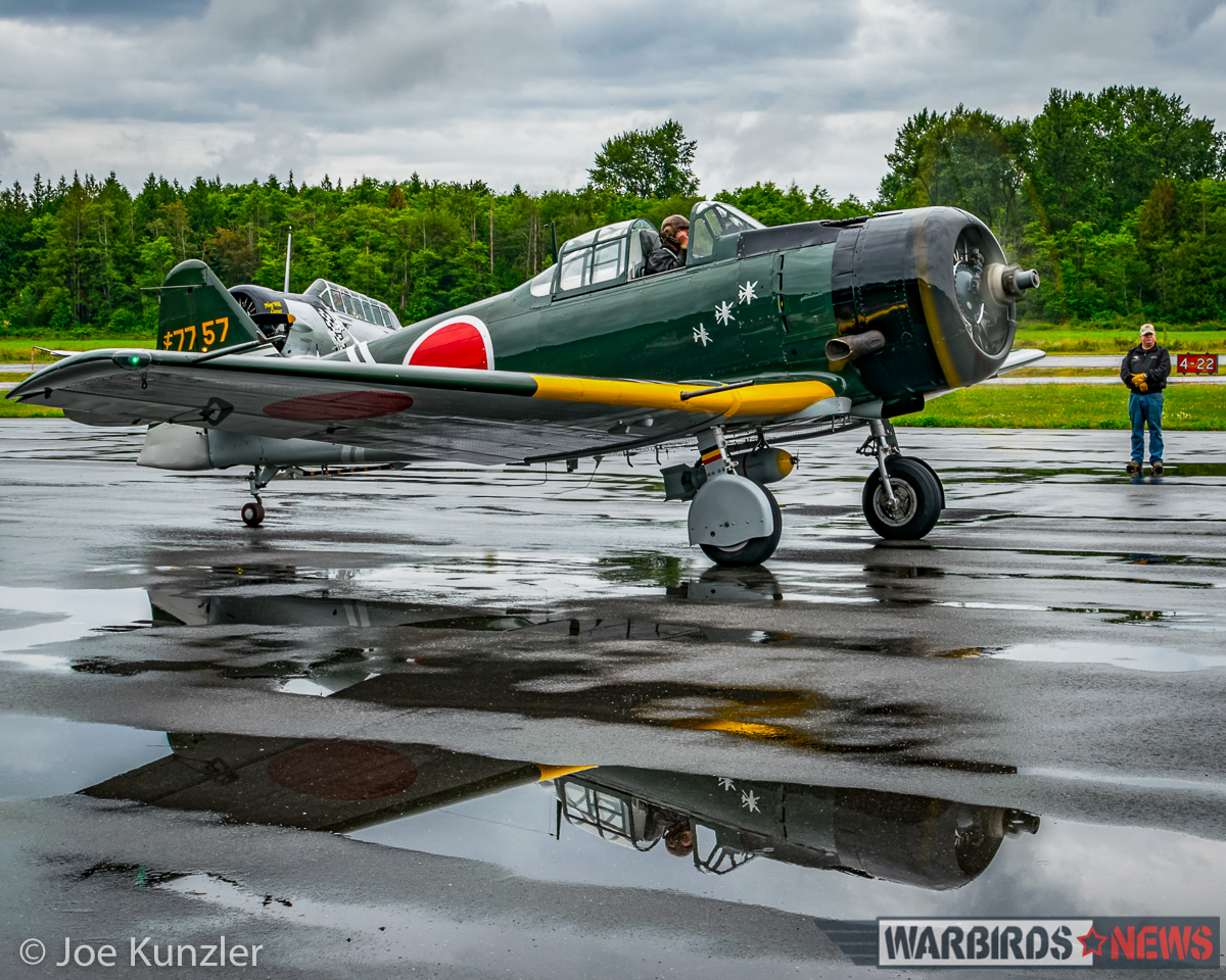 Heritage Flight Museum – June Fly Day Report 12 The 'Tora! Tora! Tora!' Zero replica revving up on the the tarmac. (photo by Joe Kunzler)