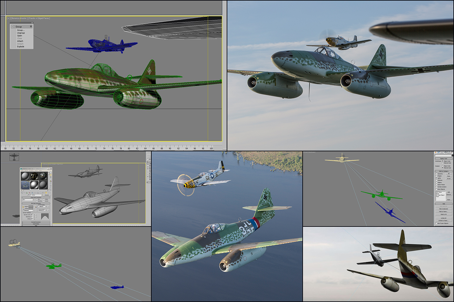 Improving Air-to-Air Photography With Previz - A Tutorial by Matt Booty 11 blog using 3D CG for A2A multi panel 1500 x 1000