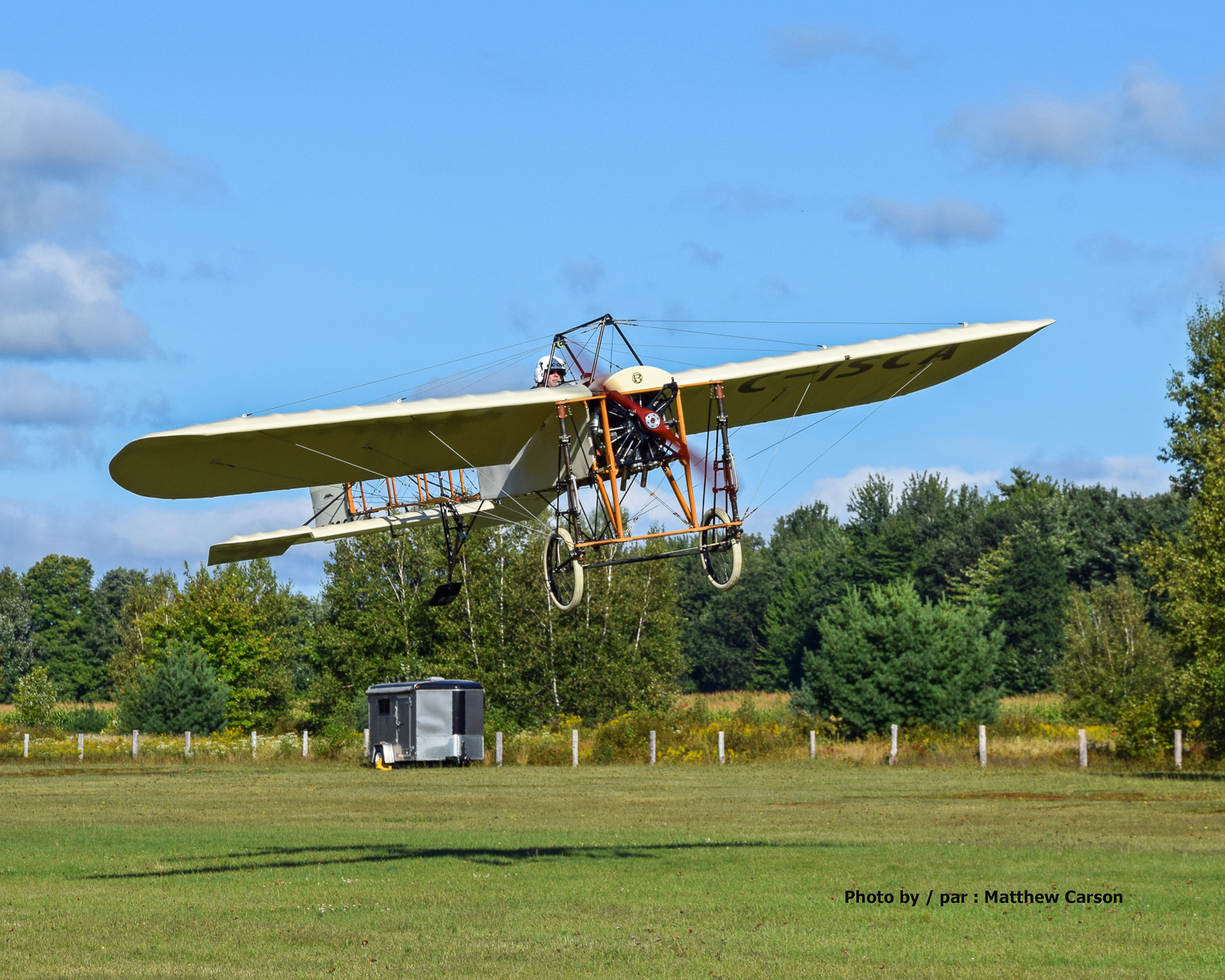 The Canadian Aviation Heritage Centre in Montreal, Quebec 10 Rob Erdos takes off on the Bleriot's first test flight. (photo by Matt Carson)