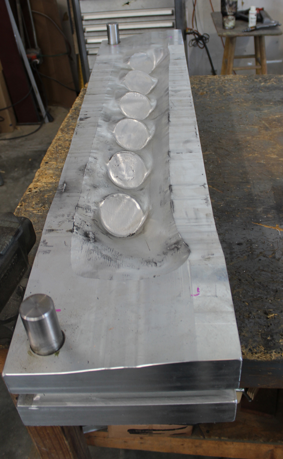 XP-82 Twin Mustang - October, 2017 - Restoration Update 24 A newly-machined press die (male) for the exhaust fairings for the right-hand engine. (photo via Tom Reilly)