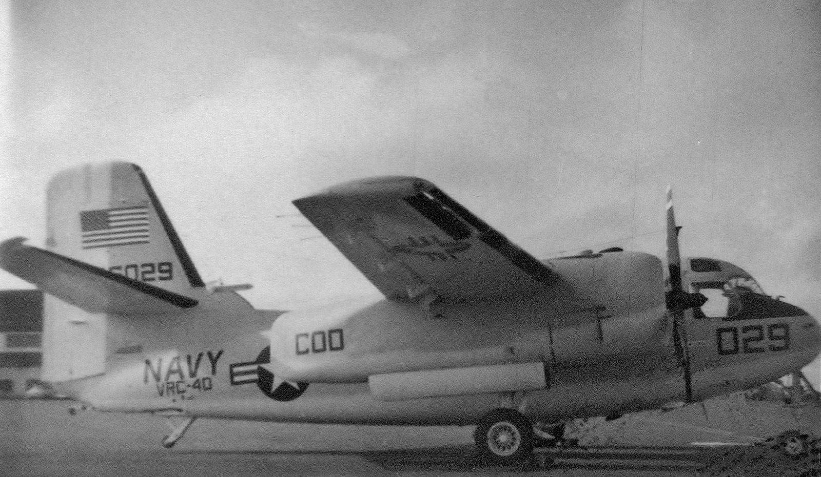 Cold War Naval Ops on Iceland 17 A close study of C-1A Trader, BuNo 146029, which the USS Independence sent to Keflavik with spare parts and a maintenance crew to help get the sickly Skywarrior back in the air again. (photo by Will Tate)