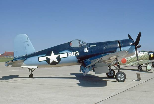 CAF's Corsair Turns 70 Today! 14 The CAF's Corsair when painted as '883', one of Pappy Boyington's steeds. (CAF photo)