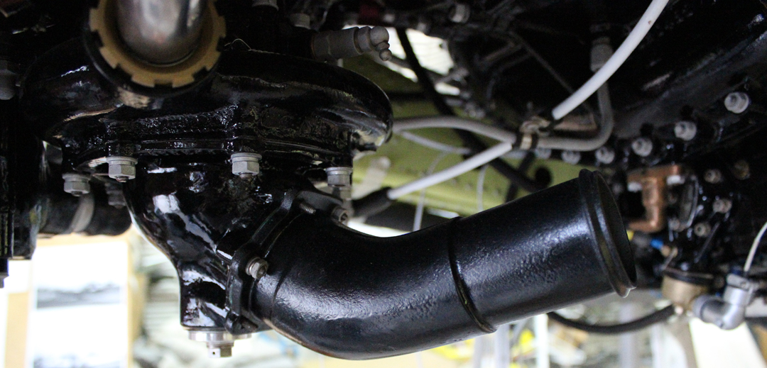 XP-82 Twin Mustang - December 2015 - Restoration Update 17 The main water inlet installed on one of the Merlin engines. (photo via Tom Reilly)