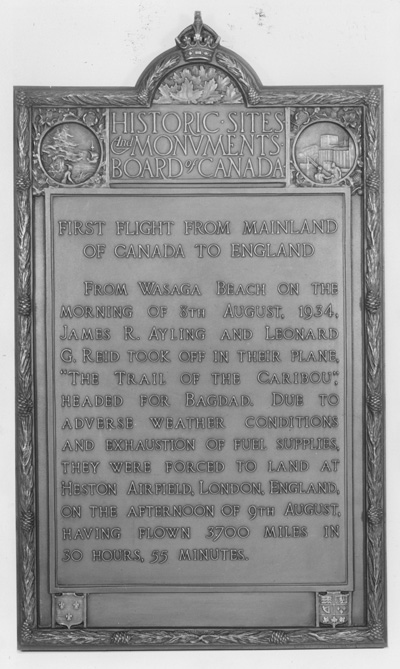 Today in Aviation History: First Non-Stop Flight from Canada to England 13 original HSMBC plaque