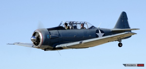 Air to Air Photo Shoot of the CAF Dixie Wing Douglas SBD Dauntless 10 1945 North American SNJ-6 owned by Mark Todd who is both an air show pilot and a pilot for Southwest Airlines.