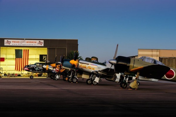 Airshow Report: Wings Over Houston 2013 14 Great shot of the Texas Flying Legends aircraft at sunset. ( Image credit Jake Peterson)