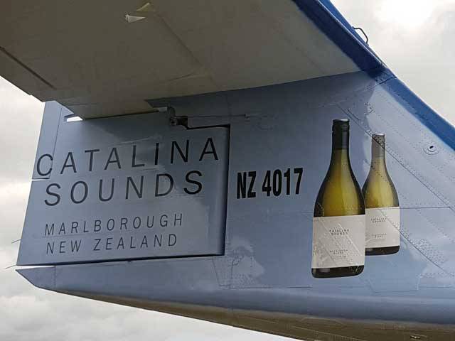 World Catalina News June 2017 12 Sponsor logos currently adorn the tail of New Zealands’s ZK-PBY as seen here in Lawrence Acket’s photo