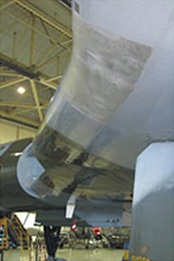 The Latest Progress On The Vulcan's Wing Modification 12 The area of wing needing strengthening under modification 2221.