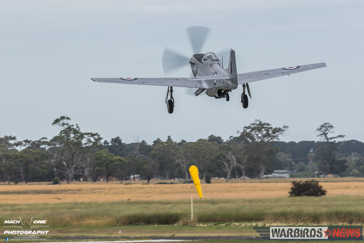 Aussie Mustang Flies Again 13 A68-199 thunders into the overcast sky at Tyabb. (photo by Matt Savage/Mach One Photography)