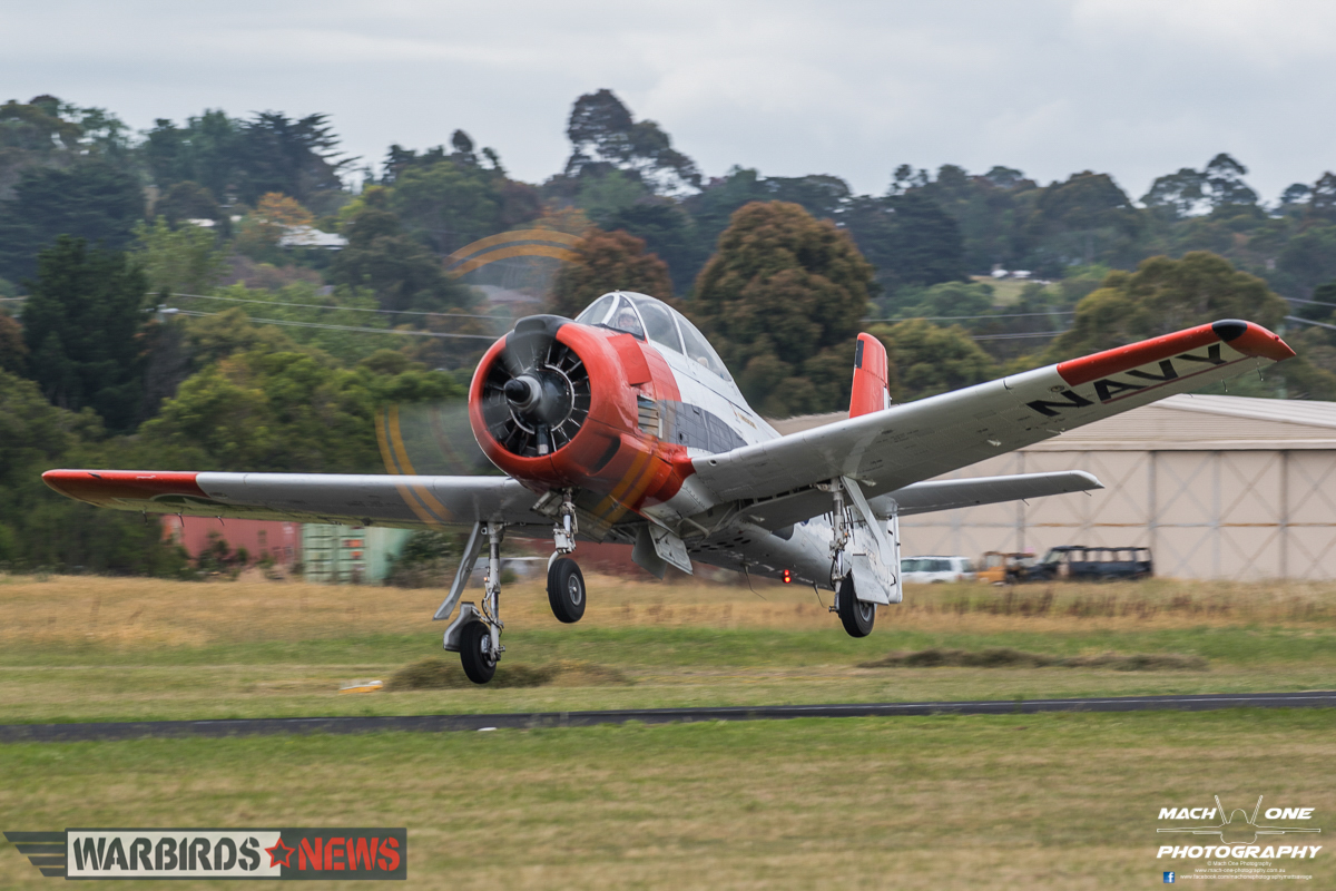 Aussie Mustang Flies Again 14 Judy Pay departing in her T-28 Trojan chase plane. (photo by Matt Savage/Mach One Photography)