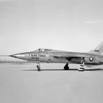 Flight Test Files: Republic F-105 Thunderchief – The Quest for Low-Level Supersonic Dominance 13 Side view of a F-105B (serial #54-0102) photographed on Rogers Dry Lakebed at Edwards Air Force Base, Calif. in 1959.