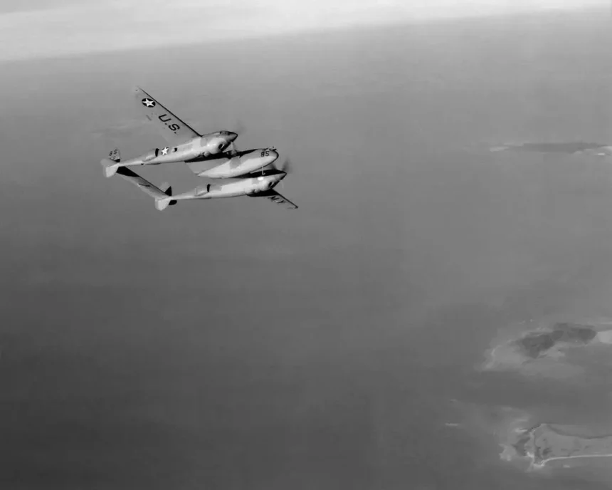 The P-38 Lightning shown in this photo was one of the fighters built in the late 1930s and early 1940s that experienced compressibility effects.