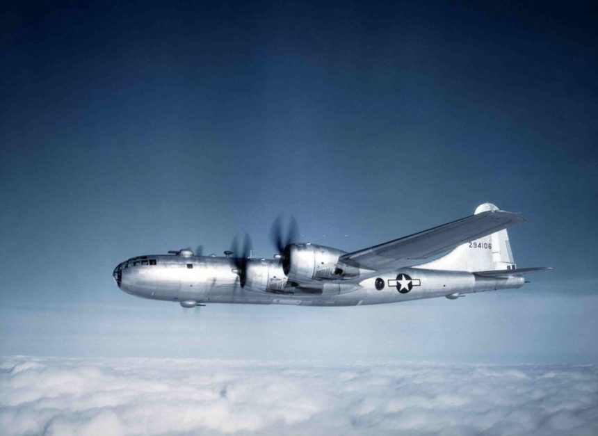 B 29 Bomber on a long range mission in late 1945