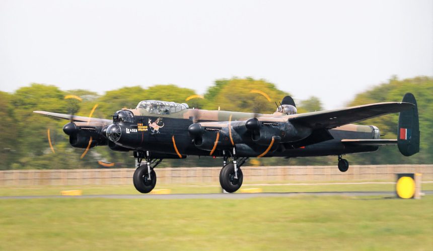 BBMF Lancaster PA474 touches down at RAF Coningsby on 28th April after its first flight of 2025. Photo Chloe Witt