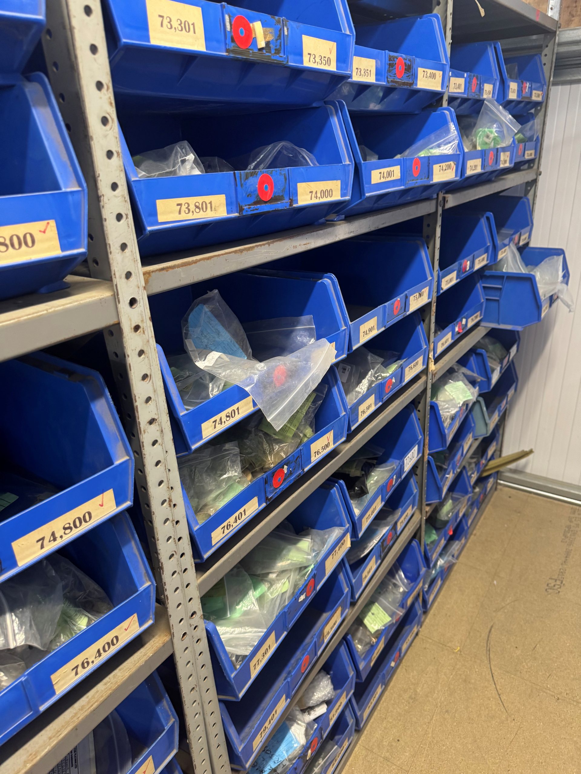 Hawker Sea Fury T.20 VX281 Headed to Australia as Major Hawker Expansion Takes Shape at Scone 15 Contents of Hawker Restorations parts and tooling prior to packing for their trip to Scone spare parts racking 2 scaled