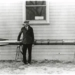 Dr. Robert H. Goddard with one of his liquid fueled A series rockets at Roswell New Mexico circa 1935. National Air and Space Museum Archives Smithsonian Institution
