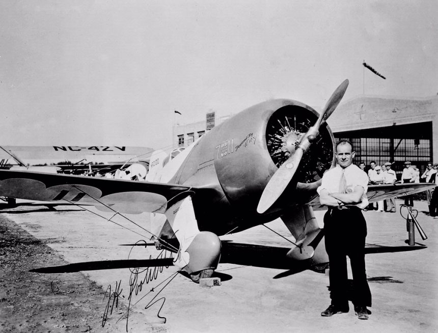 James H. Doolittle with his Gee Bee R 1 NR2100 at the Cleveland National Air Races 1932. NASM 1