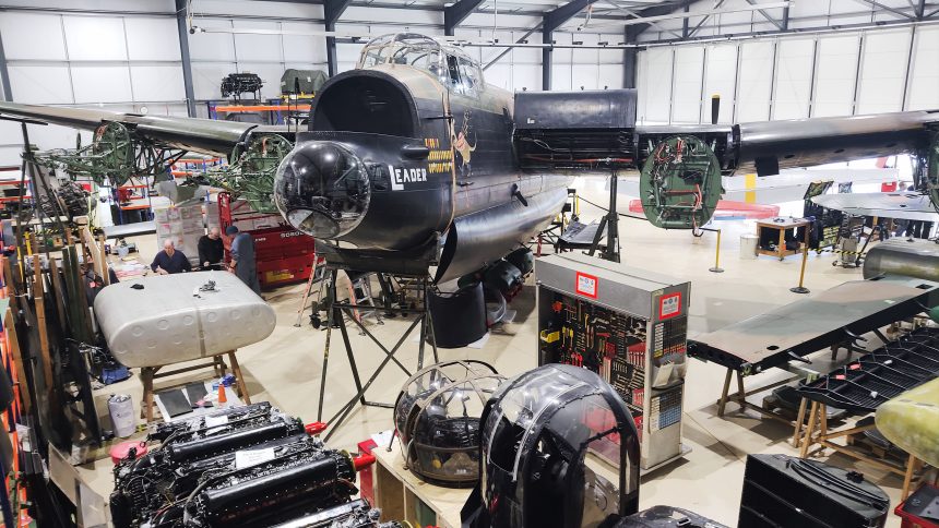 Lancaster PA474 in ARCos Stephenson hangar at Duxford on 6th February 2026