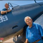 Marine Corps Pilot Celebrates 100th Birthday 10 Mark Foster POF Pilot poses with Major John Tashjian Photo by Britt Dietz