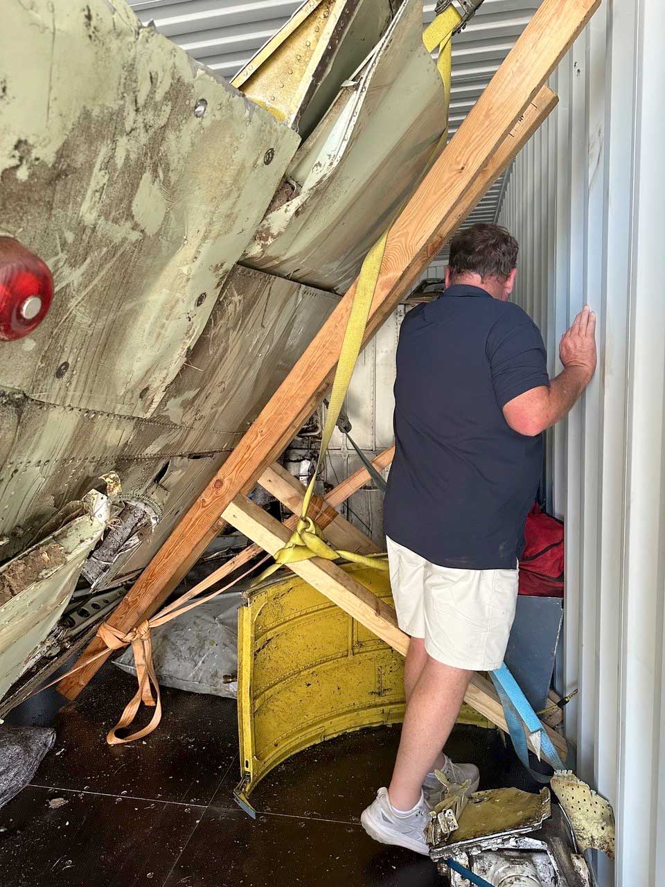 Hawker Sea Fury T.20 VX281 Headed to Australia as Major Hawker Expansion Takes Shape at Scone 18 Ross Pay inspects Hawker Sea Fury T20 VX281 G RNHF