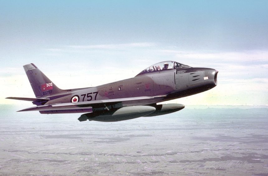 Sabre 23757 was one of 390 Canadair CL 13B Sabre Mk 6 that served with the RCAF.