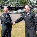 RAF Battle of Britain Memorial Flight Welcomes New Commander for 2026–2028 11 Sqn Ldr Mark ‘Suggs Sugden MBE left has handed over command of the RAF BBMF to Sqn Ldr Paul ‘Ernie Wise right