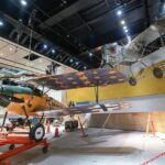 National Air and Space Museum Prepares For Opening of New WWI Gallery 11 Voisin Type 8 and Albatros D.Va on the second floor balcony in front of the WWI Gallery 208 at the National Air and Space Museum in Washington DC. April 8 2024. Smithsonian photo by Mark Avino