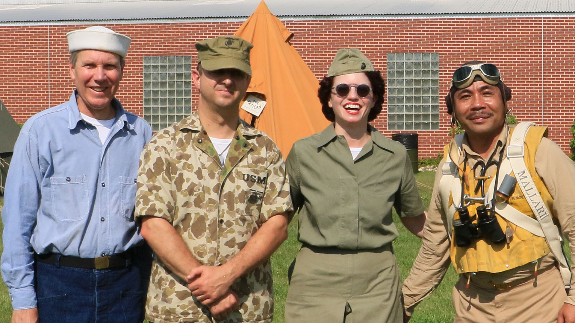 Fagen Fighters WWII Museum Victory at Sea 27 Warbird Reenactors carried on despite the wet conditions