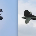 Witness B 17G Sally B and the RAFs Avro Lancaster flying together over IWM Duxford copy