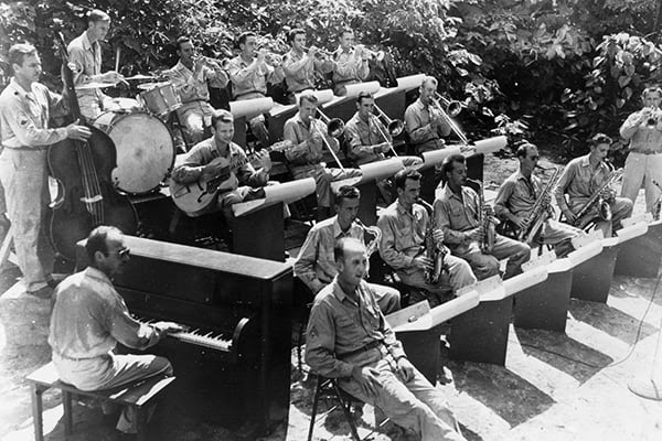 World War II Army band with a Steinway Victory Vertical piano