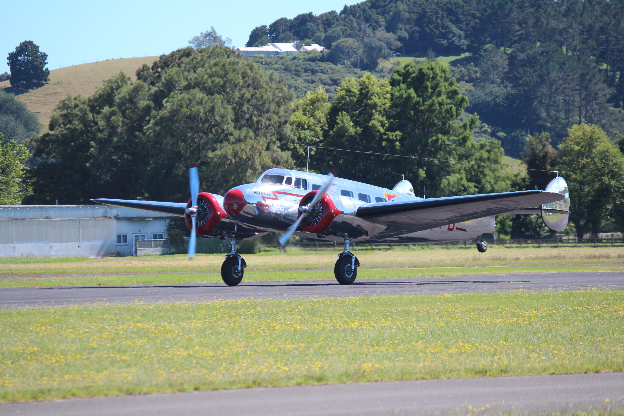 The culmination of nearly 27 years work as Electra ZK-AFD reaches takeoff speed for the first post-restoration flight. [Photo by Ruth Christie]