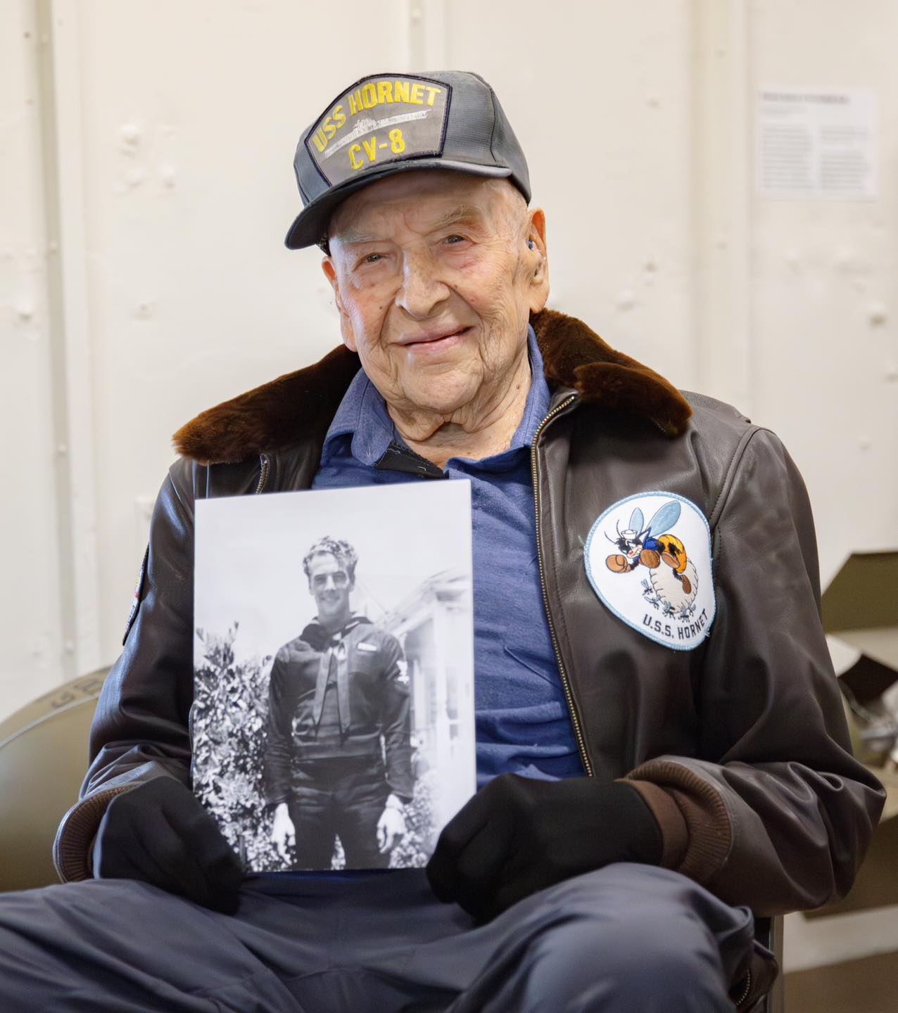 WWII USS Hornet Museum Veteran Alfred J. Payne Visits Hornet Museum at 101 11 lfred J. Payne age 101 USS Hornet WWII veteran